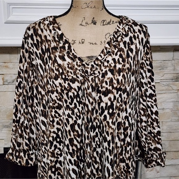 Avenue leopard print stretch v‎ neck dress plus size 18 20 2X - Picture 4 of 7